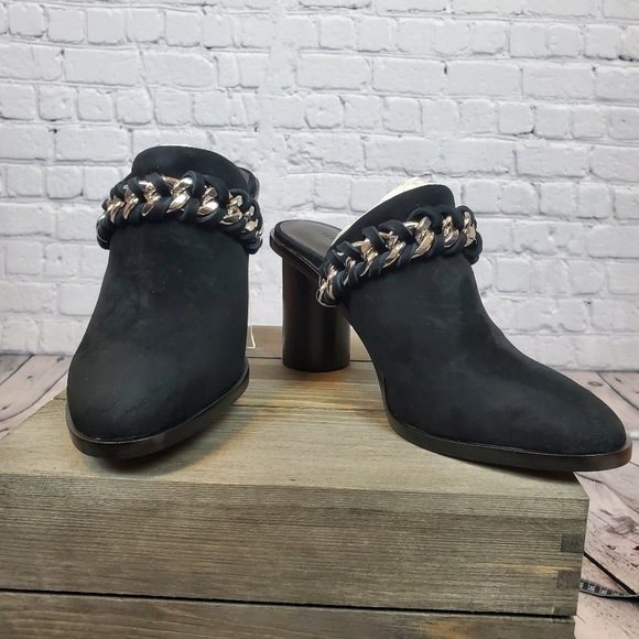 rebecca Minkoff Gayiah Suede Stacked Heeled Mules - Picture 9 of 16